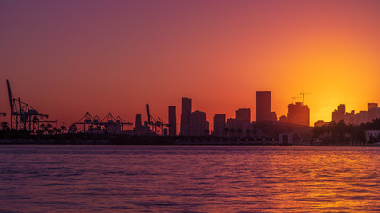 Miami skyline at sunset