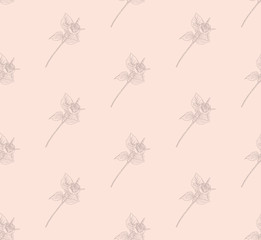 Vector Subtle Seamless Pattern with Drawn Florals