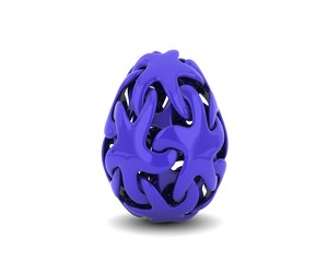 Elegant Blue Easter egg decorated with ornaments isolated on a white background