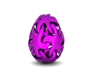 Elegant Pink Easter egg decorated with ornaments isolated on a white background