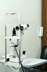 Slit lamp. Ophthalmology clinic equipment. Diagnosis of vision. Tomography in Optical Coherence (OCT) close-up
