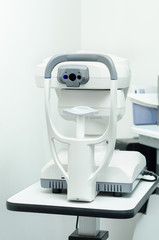 Specular microscopy. Optical CT scan. Ophthalmology clinic equipment. Diagnosis of vision. Tomography in Optical Coherence (OCT) close-up