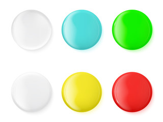 Realistic glossy icons, buttons, badge, mockup.