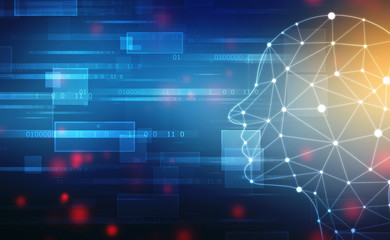 Abstract Artificial intelligence. Creative Brain Concept, Technology web background. Virtual concept, futuristic abstract background