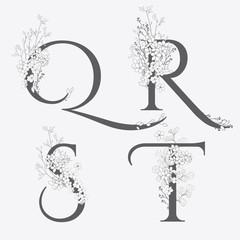 Vector Hand Drawn floral monograms and logos