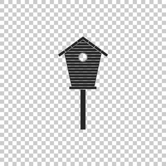 Bird house icon isolated on transparent background. Nesting box birdhouse, homemade building for birds. Flat design. Vector Illustration