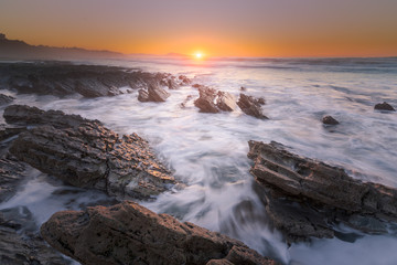 Sunset at Bidart's beach next to Biarritz, Basque Country.	