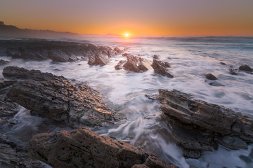 Sunset at Bidart's beach next to Biarritz, Basque Country.	