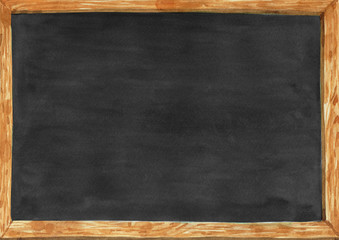 Watercolor blank chalkboard with wooden frame for add your text on space.