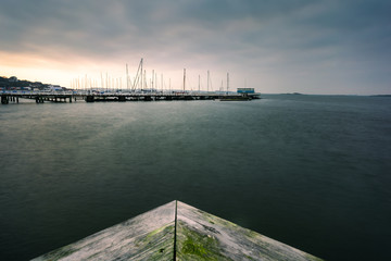 Obraz premium Saltholmen shipyard during evening sunset at gothenburg Sweden