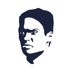 Man face. Angry man with open mouth. Front view