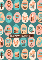 Happy Easter. Vector template for card, poster, flyer and other users.