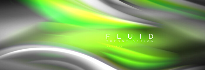Fluid colors mixing glowing neon wave background, holographic texture