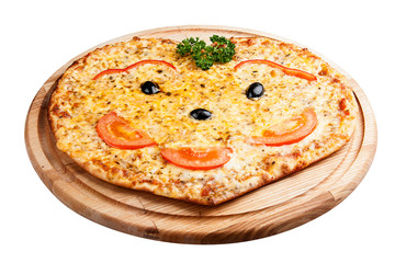 Children's smiling pizza. Meals for children.