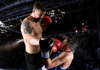 Box professional match on black background