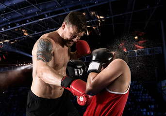 Box professional match on black background