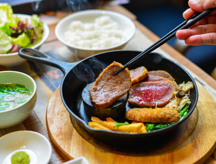 Traditional smoked barbecue wagyu beef