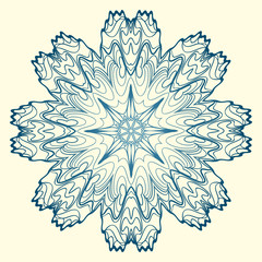 Handdrawn Pattern With Round Floral Mandala. Vector Illustration. Oriental Pattern. Indian, Moroccan, Mystic, Ottoman Motifs. Anti-Stress Therapy Pattern.