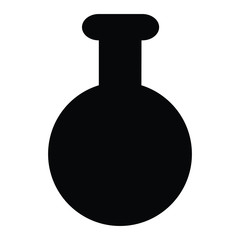 A black and white vector silhouette of a round-bottom flask