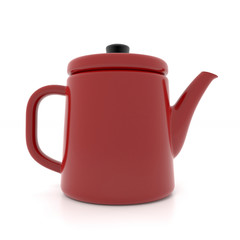 3d illustration of burgundy teapot on a white background.