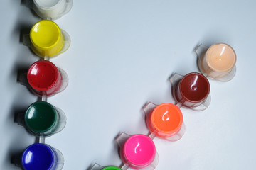 Colorful painting color tube on white background