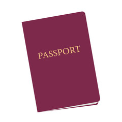 Passport - official travel document for travelling into foreign country abroad. Vector illustration isolated on white