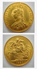 Gold sovereign coin 1887, (3)