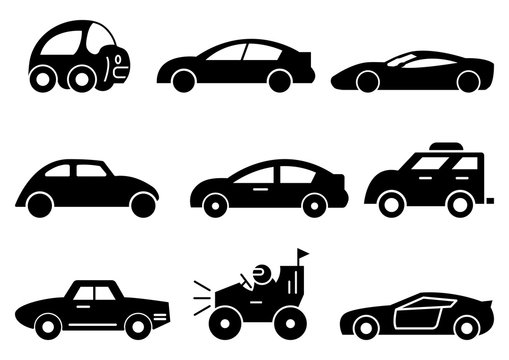 solid icons set,transportation,Black Car side view,vector illustrations