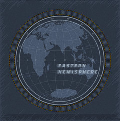 Western hemisphere map on the Blue Denim Texture Background, EPS 10