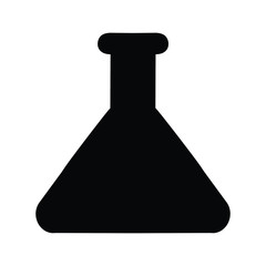 A black and white vector silhouette of a conical flask