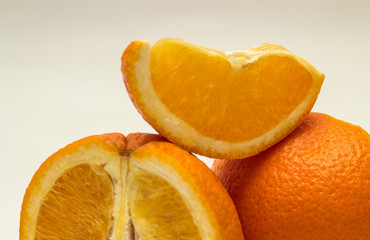 slice of orange on white background