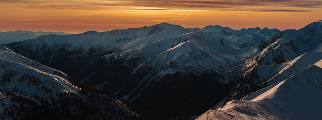 Winter sunset over Tatra Mountains, Poland