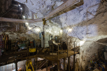 Underground gold ore mine shaft tunnel gallery passage