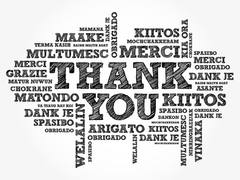 Thank You word cloud in different languages, concept background