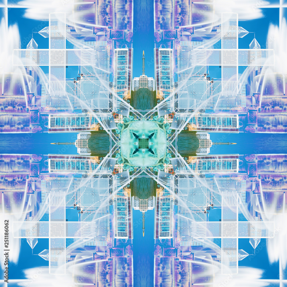 Poster abstract geometric symmetrical fractal background pattern design