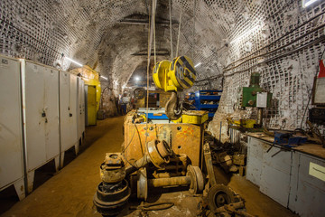 Underground gold ore mine shaft tunnel gallery passage repair room