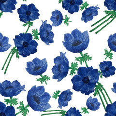 Blue anemones pattern