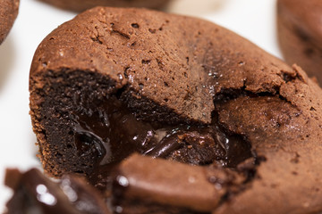 Creamy dark chocolate lava cake