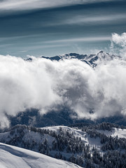 Winter view of Caucasus Mountains near Krasnaya Polyana, Sochi, Russia