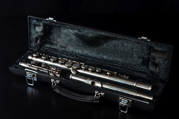 Flute in a case on a black background © DEMI VAA SUNILA 