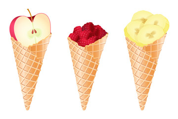 Set of ice cream cones. Vector