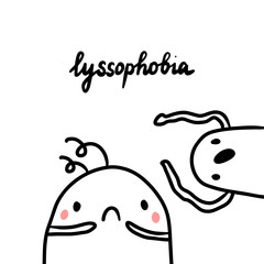 Lyssophobia hand drawn illustration with cute marshmallow