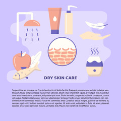 Dry skin care concept banner with place for text