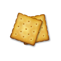 Realistic Vector 3d Square Delicious Salty Cookies Rustic, Cracker, Biscuit Set Closeup Isolated on Transparent Background. Design Template of Sweet Cookie, Yummy Crackers, Breakfast Snack
