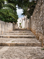 Old street in Sucuraj, Hvar island, Croatia with stairs