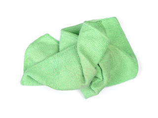 Crumpled green microfiber cloth