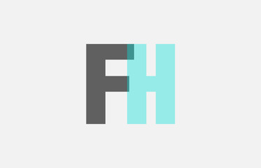 grey pastel blue alphabet letter combination FH F H for logo icon design