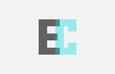 grey pastel blue alphabet letter combination EC E C for logo icon design