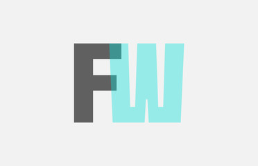 grey pastel blue alphabet letter combination FW F W for logo icon design