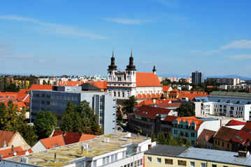 Fototapeta na wymiar The panorama view of Trnava historical center with the St. John the Baptist Cathedral, Slovakia